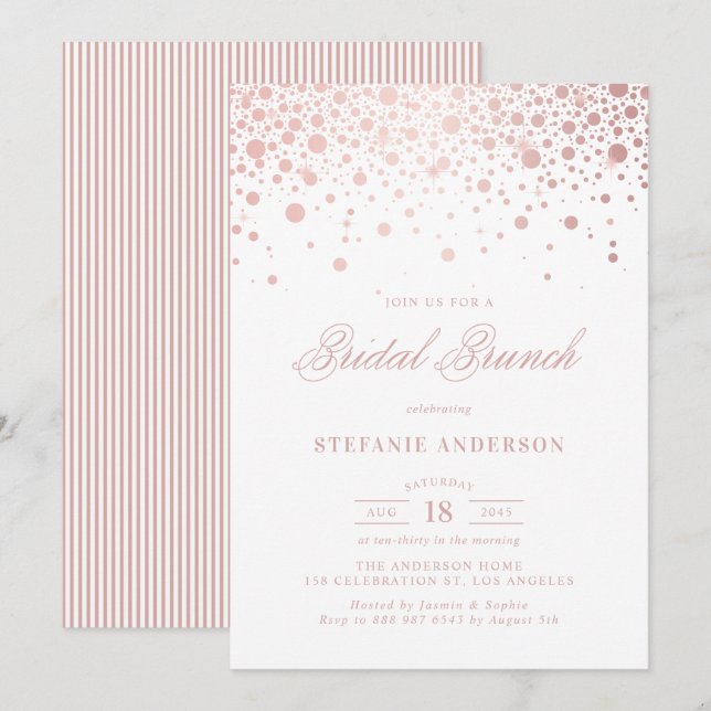 Invitación a un brunch nupcial de Rosa Relieve met (Anverso / Reverso)