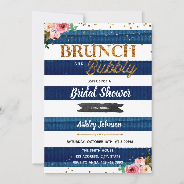 Invitación a un brunch y a un confetti burbujeante (Anverso)