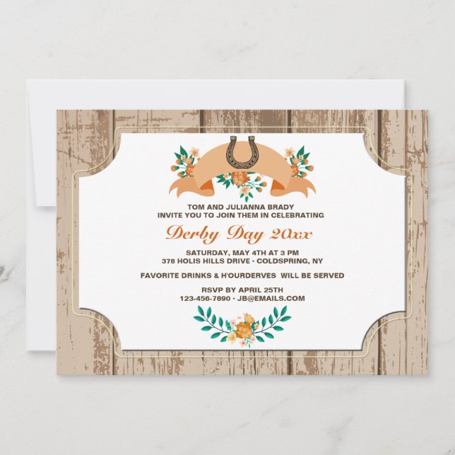 Invitación a un cartel de herradura y flor (Anverso)