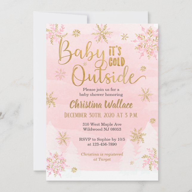 Invitación a un Chica en Baby Shower con copas de  (Anverso)