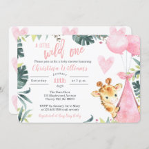 Invitación a un Chica para una ducha de bebé jiraf