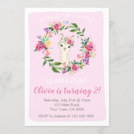 Invitación a un Chica por cumpleaños a Llama