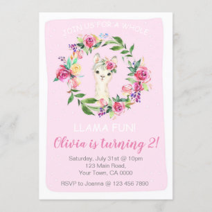 Invitación a un Chica por cumpleaños a Llama