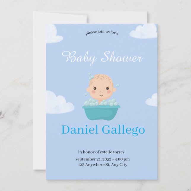 Invitación a un chico de Baby Shower - dulce (Anverso)