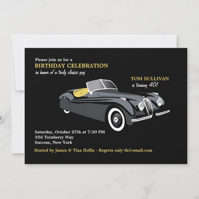 Invitación a un coche deportivo con clase (Anverso)