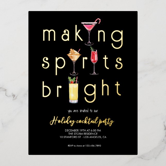 Invitación a un cóctel de Navidades de vacaciones (Anverso)