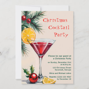 Invitación a un cóctel de navidades Watercolor