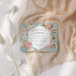 Invitación a un compromiso floral bohemio moderno