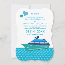 Invitación a un crucero Boda Blue Hearts