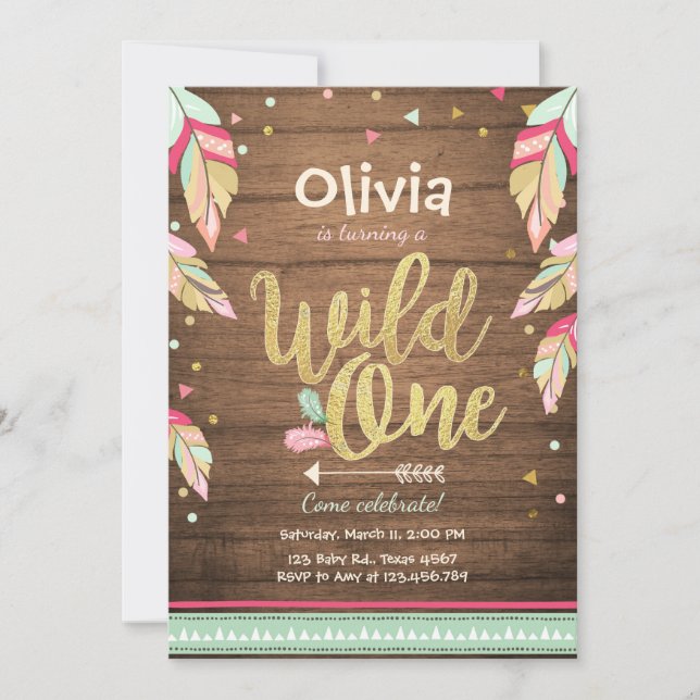 Invitación a un cumpleaños Chica de primer cumplea (Anverso)