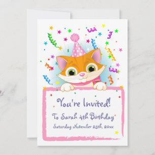 Invitación a un cumpleaños de Kitten