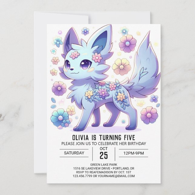 Invitación a un cumpleaños digital de Lobo editabl (Anverso)
