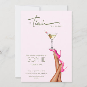 Invitación a un cumpleaños rosado Martini un poco 