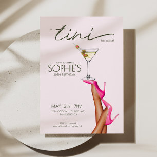 Invitación a un cumpleaños rosado Martini un poco 