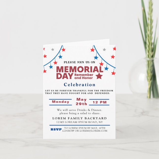 Invitación a un día conmemorativo (Anverso)