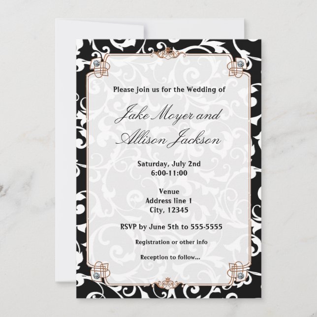 Invitación a un evento de Boda de Swirl en blanco  (Anverso)
