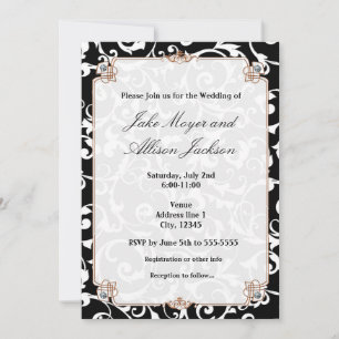 Invitación a un evento de Boda de Swirl en blanco 