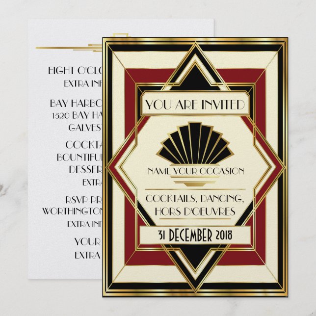 Invitación a un evento de gala contemporánea deco (Anverso / Reverso)