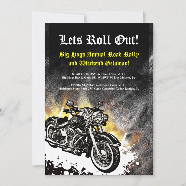 Invitación a un evento de Motorcycle Biker Road Ra (Anverso)