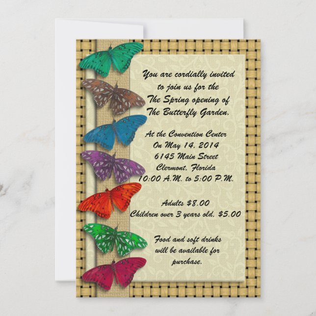 Invitación a un evento de naturaleza con mariposas (Anverso)