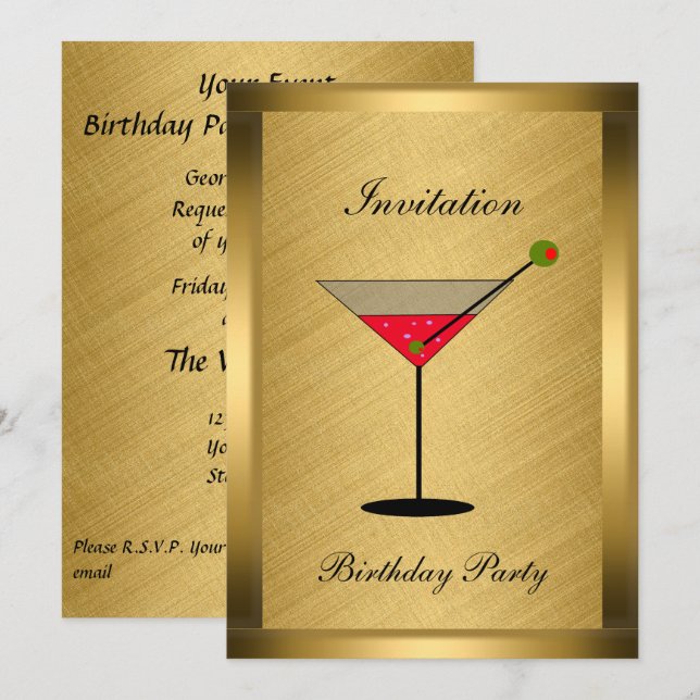 Invitación a un evento de oro elegante (Anverso / Reverso)