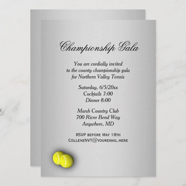 Invitación a un evento de tenis (Anverso / Reverso)