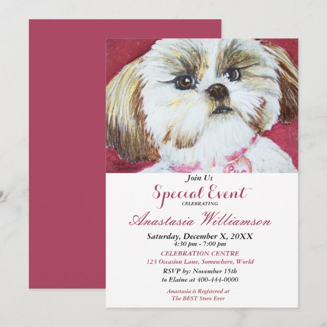 INVITACIÓN A UN EVENTO DIVERTIDO PARA PERROS Y DUE (Anverso / Reverso)