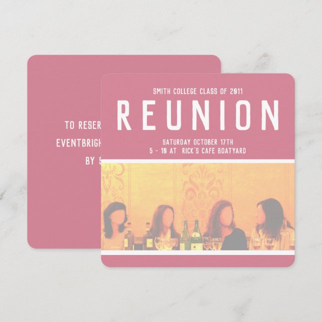 Invitación a un evento femenino en rosa y amarillo (Anverso / Reverso)