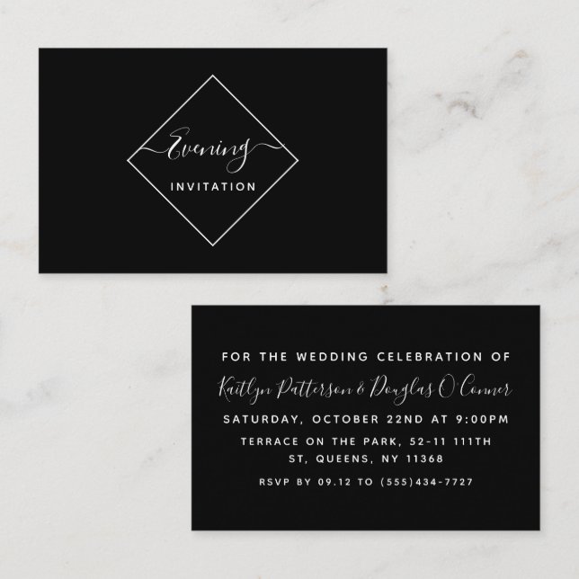 Invitación a un evento nocturno de diamante blanco (Anverso / Reverso)