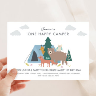 Invitación a un feliz cumpleaños de camper