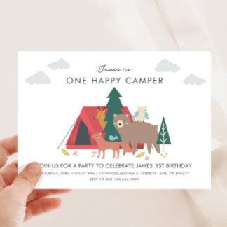 Invitación a un feliz cumpleaños de camper