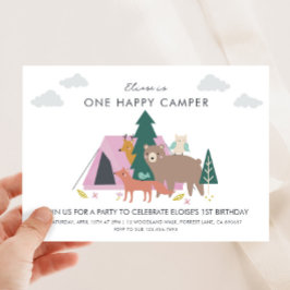 Invitación a un feliz cumpleaños de camper