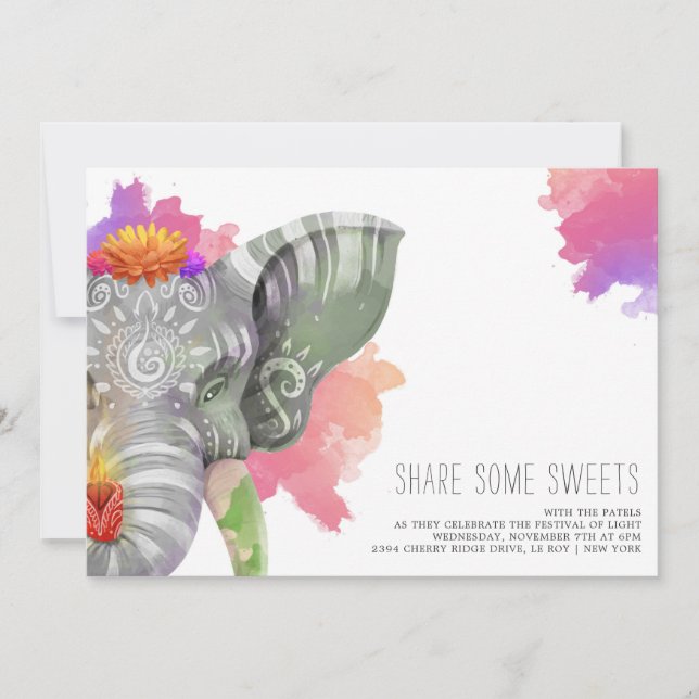 Invitación a un Festival de Diwali moderno y elega (Anverso)