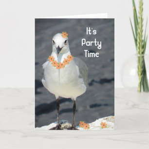 Invitación a un Fiesta con gaviota y flores