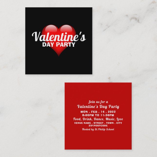 Invitación a un Fiesta de gran corazón y El día de (Anverso / Reverso)