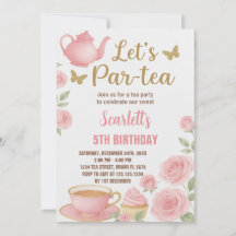 Invitación a un Fiesta de té de un Chica editable