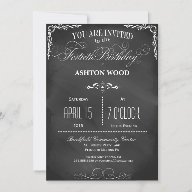 Invitación a un Fiesta de tipografía de tablero de (Anverso)