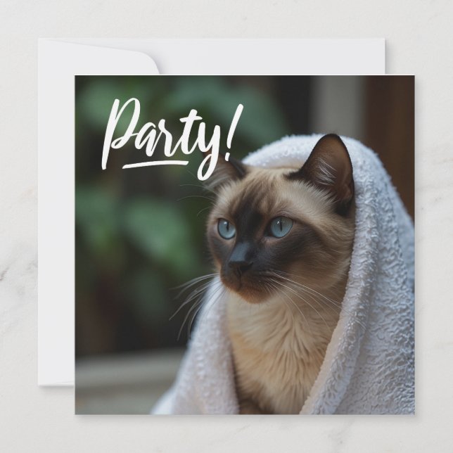 Invitación a un gato siamés en el Spa PARTY (Anverso)