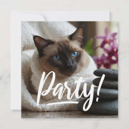 Invitación a un gato siamés en el Spa PARTY