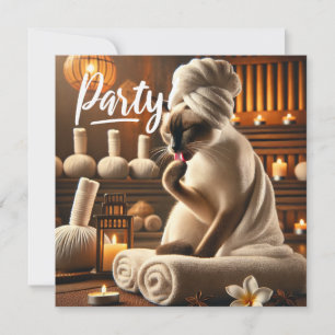 Invitación a un gato siamés en el Spa PARTY