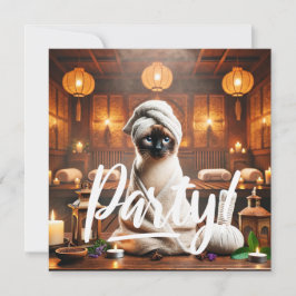Invitación a un gato siamés en el Spa PARTY