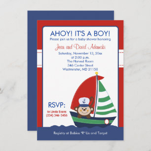Invitación a un mono de barco de vela 4.5 x 6.25