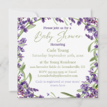 Invitación a un monograma Baby Shower de Lavanda P