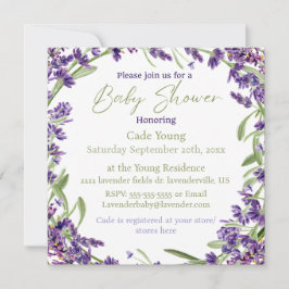 Invitación a un monograma Baby Shower de Lavanda P