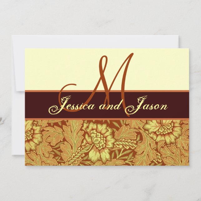 Invitación a un monograma de la boda de la Damasco (Anverso)