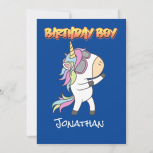 Invitación a un niño de cumpleaños de Unicornio in
