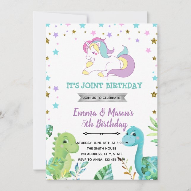 Invitación a un niño dragón de unicornio (Anverso)