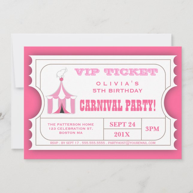 Invitación a un partido de cumpleaños del Carnaval (Anverso)