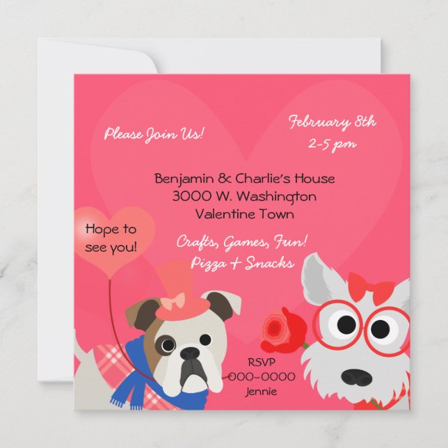 Invitación a un partido de Día de San Valentín div (Anverso)