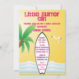Invitación a un pequeño Chica surfista en Baby Sho